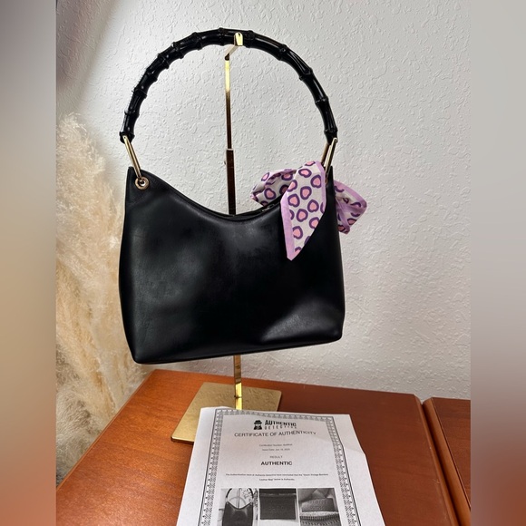 GUCCI Vintage Hand Bag 2 way Bamboo
Black Leather Authentic - Picture 9 of 16